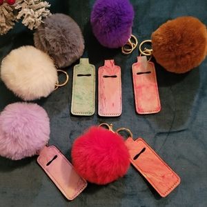 Puffballs and chapstick/lipgloss keychains